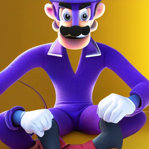 Image similar to Waluigi as a real person, 8k, Hyper realism,