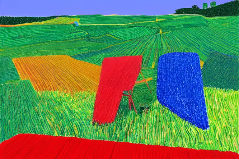 Image similar to dreaming from a new economy and a new financial system for high precision farming, painted by David Hockney, iPad-H 768