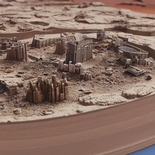 Prompt: diorama of a city on mars, detailed photo