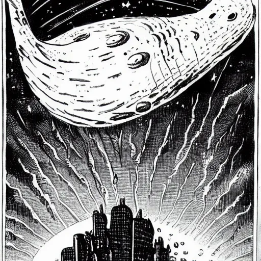 Image similar to cosmic eldritch space whale consuming a city on venus, epic surrealism, elegant, dreadful