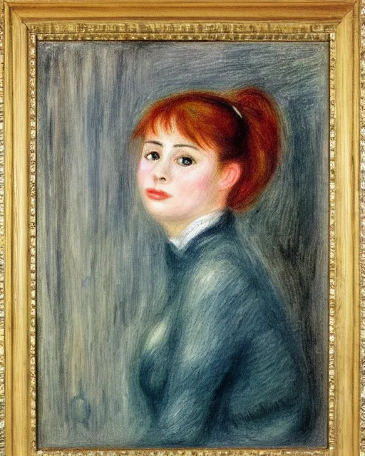 Prompt: portrait of young female, in the style of Pierre-Auguste Renoir