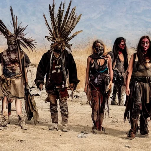 Image similar to post - apocalyptic tribe people