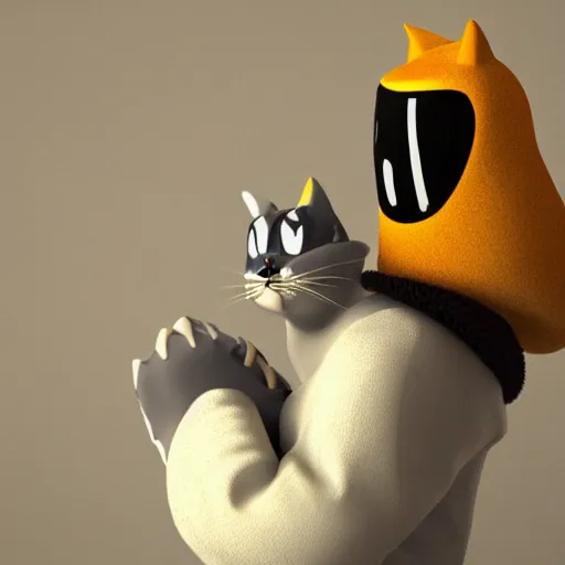 Prompt: lord nermal has a sidekick, in the style of grand chamaco and pedro conti and stanley kubrick, inspired by die antwoord, photorealistic, epic, super technical, 3 d render