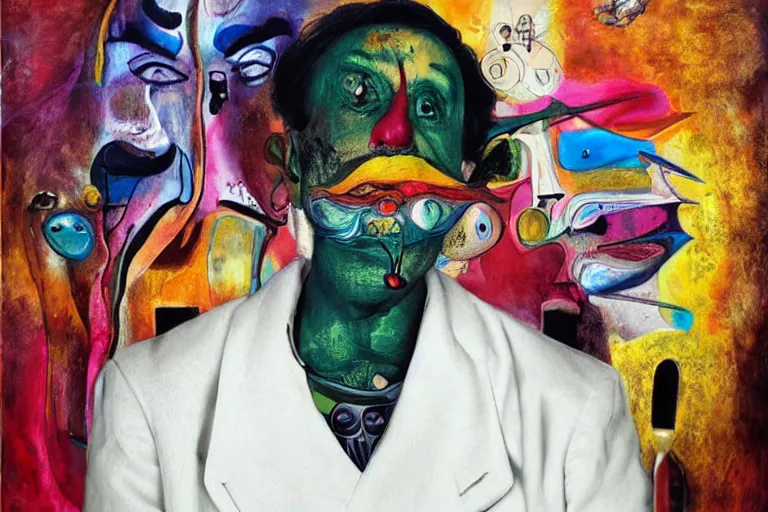 Image similar to portrait of a uncanny painter by Chor Boogie and Salvador Dali collaboration