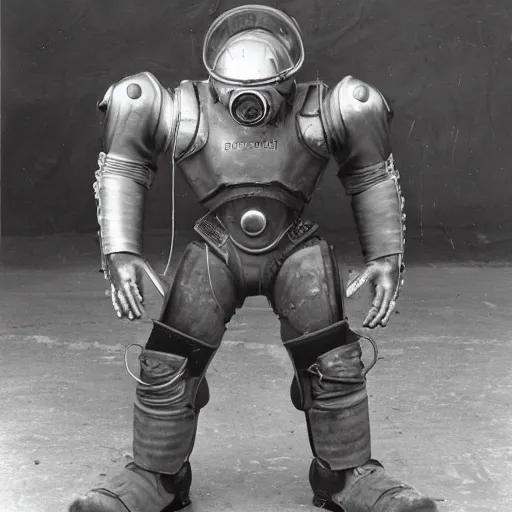 Prompt: war photography usa nuclear fission powered t - 5 1 b power armor 1 9 5 0 s