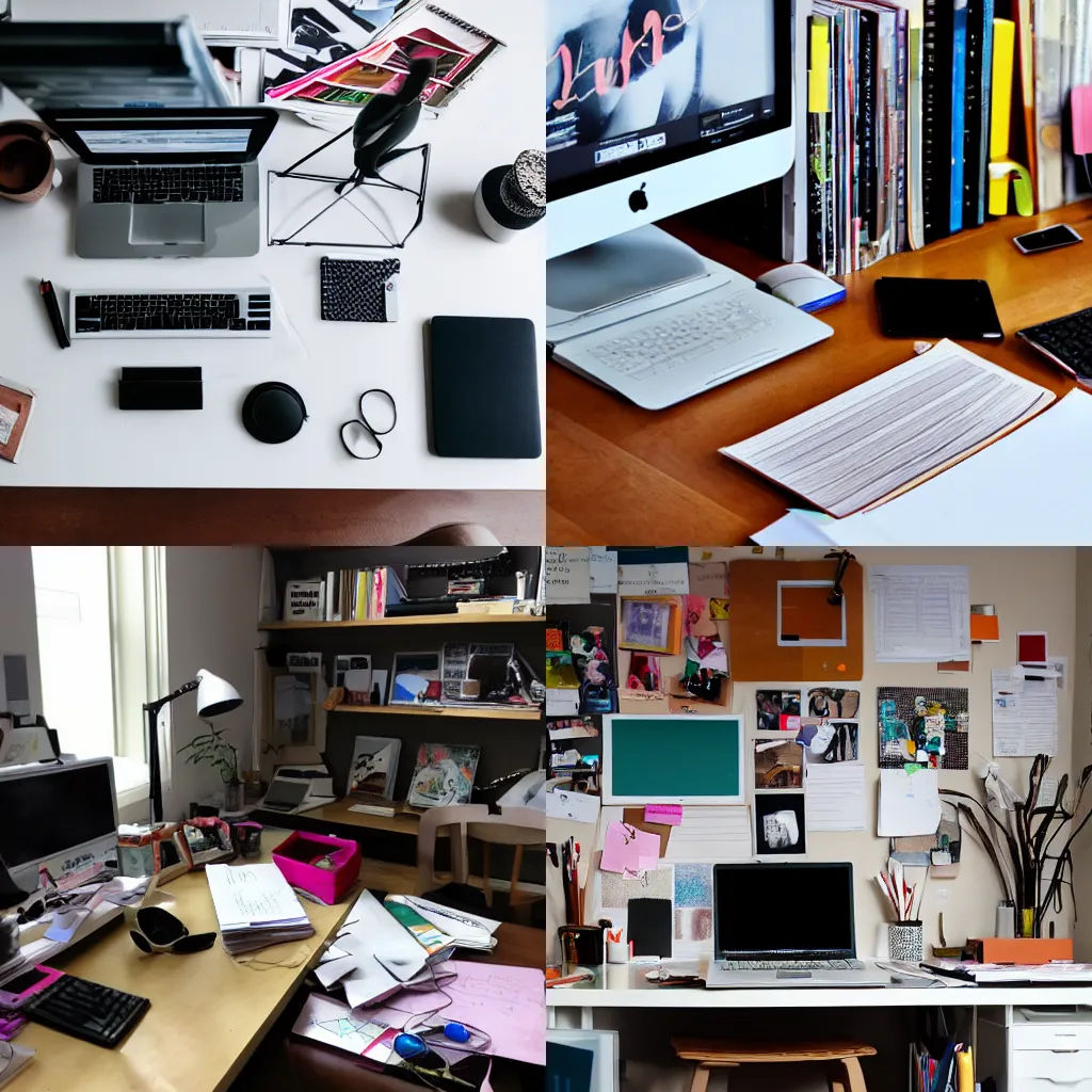 Prompt: cluttered desk