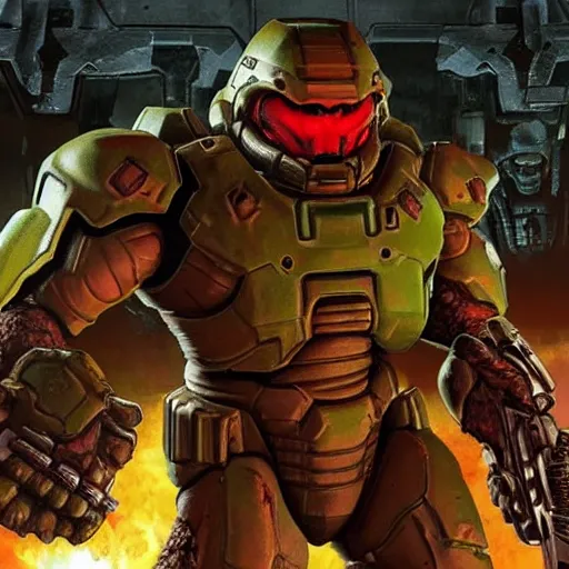 Prompt: doomguy from doom eternal