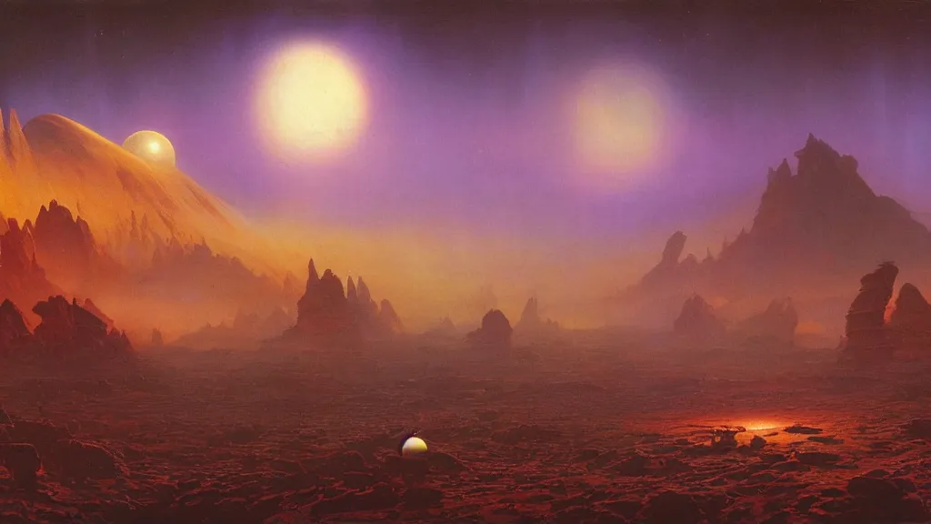 Image similar to otherworldly atmosphere of an evolving alien planet by arthur haas and bruce pennington and paul lehr, cinematic matte painting