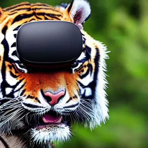 Image similar to a tiger wearing a vr headset