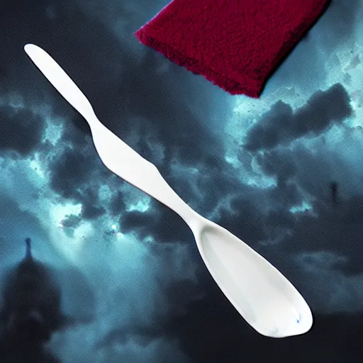 Image similar to demonic microfibre cloth. matte painting. cleaning utensil.