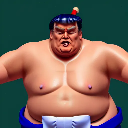 Prompt: Photo of Donal Trump as a Sumo Wrestler, realism, ray tracing, 8k