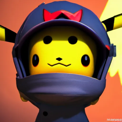 Image similar to pikachu in fornite holding shotgun ray tracing 3 d cgsociety dramatic lighting