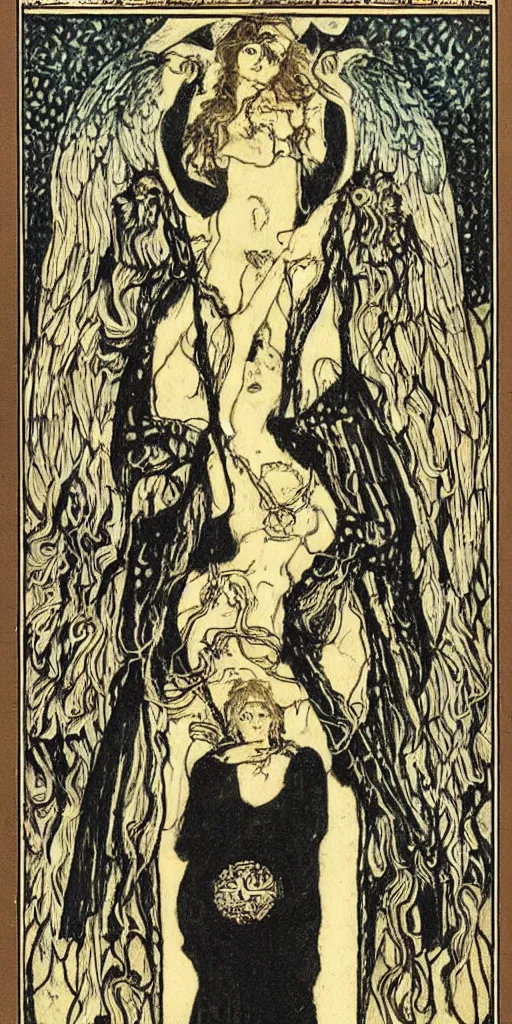 Prompt: temperance tarot card by austin osman spare