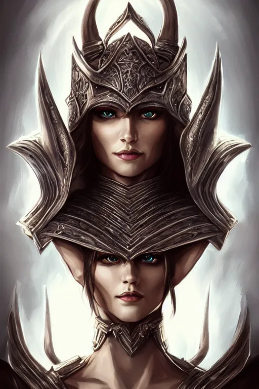 Image similar to head and shoulders portrait of an eldritch knight, elf, beautiful, female, breastplate, magical, high fantasy, d & d, by artgerm, face details, extremely detailed, digital illustration