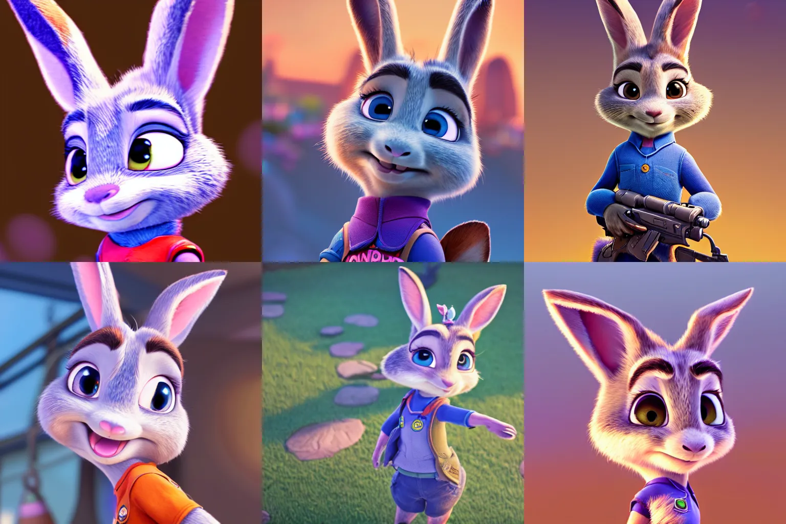 Prompt: Judy Hopps from Zootopia, Disney, Pixar, beautiful soft lighting, focused, 4k