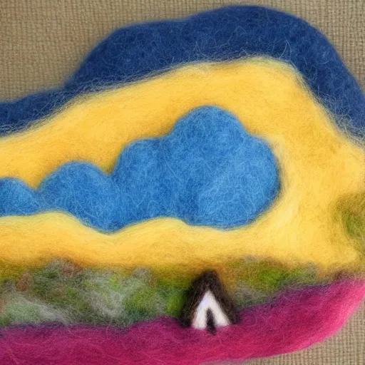 Image similar to a needle felting of a tornado coming towards a corn field