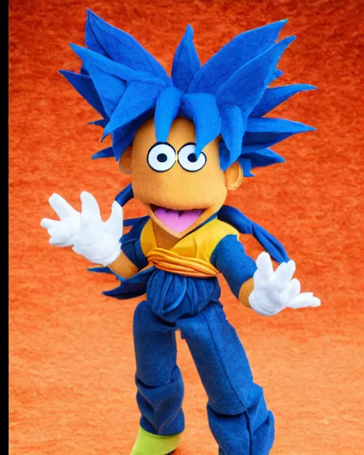Prompt: goku as a muppet. highly detailed felt. hyper real photo. 4 k.