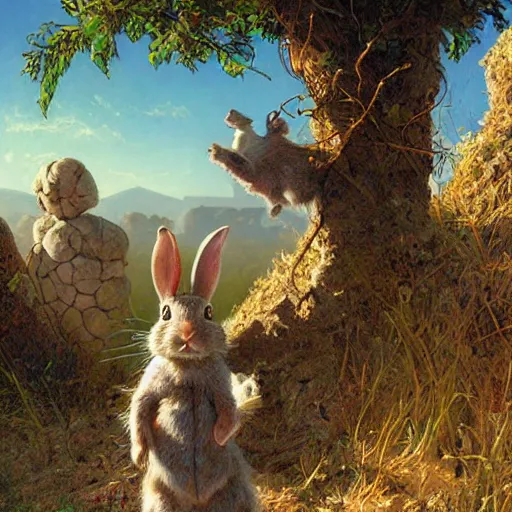 Prompt: rabbit explorer by James Gurney.