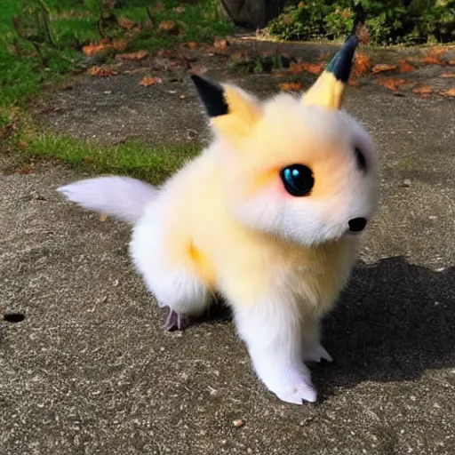 Image similar to real life pokemon, cute!!!, content!!!, mischievous!!!, adorable!!!, fluffy!!!, ultra realistic!!!, golden hour, sharp focus