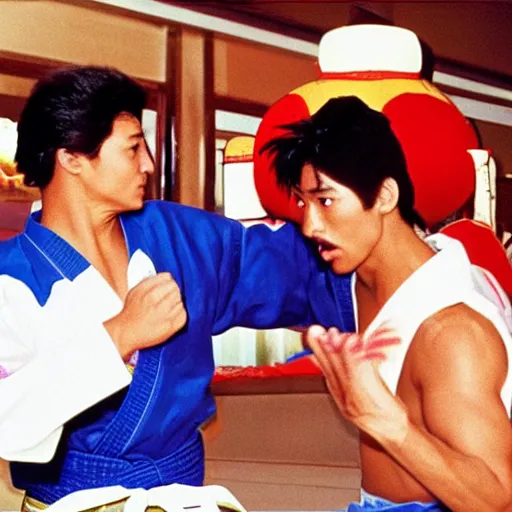 The Karate Kid Fighting Super Mario In A Chinese Stable Diffusion 