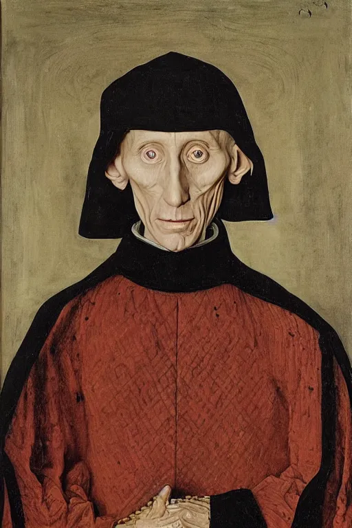 Image similar to portrait of grand moff tarkin as a sith lord, oil painting by jan van eyck, northern renaissance art, oil on canvas, wet - on - wet technique, realistic, expressive emotions, intricate textures, illusionistic detail