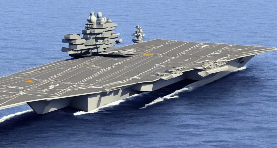 Prompt: an elaborate stealth aircraft carrier design