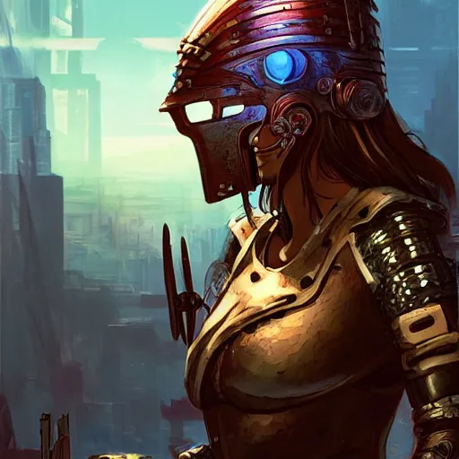 Image similar to cyberpunk viking helmet mask warrior goddess robot ninja fantasy, art gta 5 cover, official fanart behance hd artstation by jesper ejsing, by rhads, makoto shinkai and lois van baarle, ilya kuvshinov, ossdraws