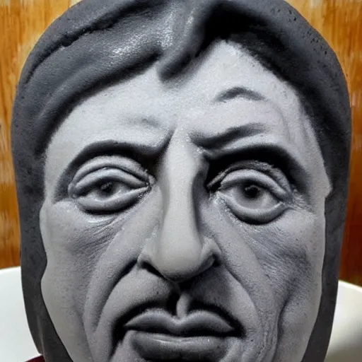 Image similar to al pacino's face made of milk foam in a cup of cappuccino, high detail