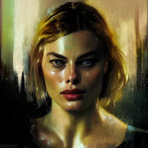 Prompt: margot robbie, hyperrealistic portrait, bladerunner street, art of elysium by jeremy mann and alphonse mucha, fantasy art, photo realistic, dynamic lighting, artstation, poster, volumetric lighting, very detailed face, 4 k, award winning