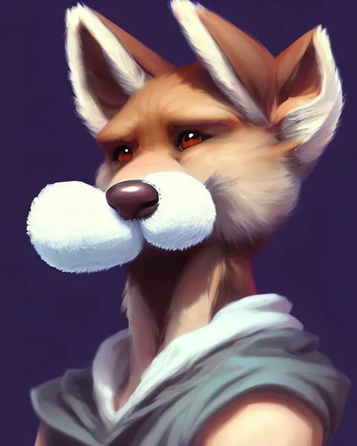 Image similar to character concept art of a cute male anthropomorphic furry | | adorable muzzle, key visual, realistic shaded perfect face, fine details by stanley artgerm lau, wlop, rossdraws, james jean, andrei riabovitchev, marc simonetti, and sakimichan, trending on weasyl