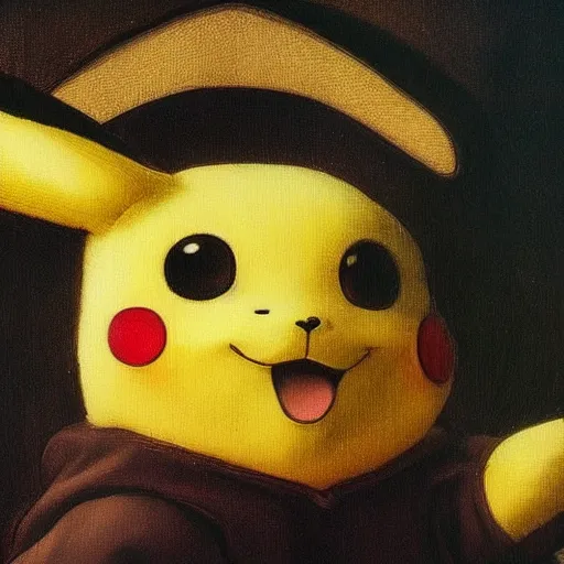 Prompt: realistic pikachu renaissance painting by leonardo da vinci