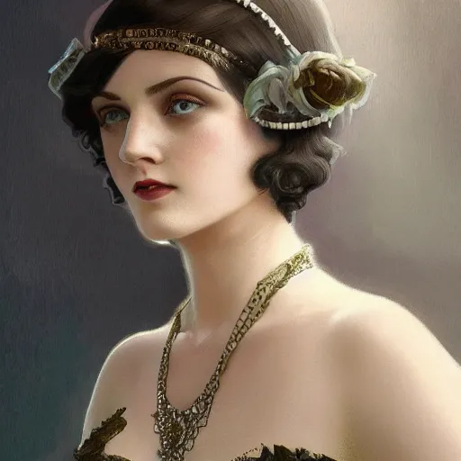 Image similar to full figure ultra realistic illustration, aaron paul wearing a 1 9 2 0 s flapper dress, 1 9 2 0 s hair, 1 9 2 0 s brooklyn, intricate, elegant, highly detailed, digital painting, artstation, concept art, smooth, sharp focus, illustration, art by artgerm and greg rutkowski and alphonse mucha