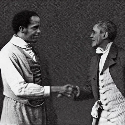 Image similar to photograph of president obama meeting solomon northup and shaking hands, 4 k