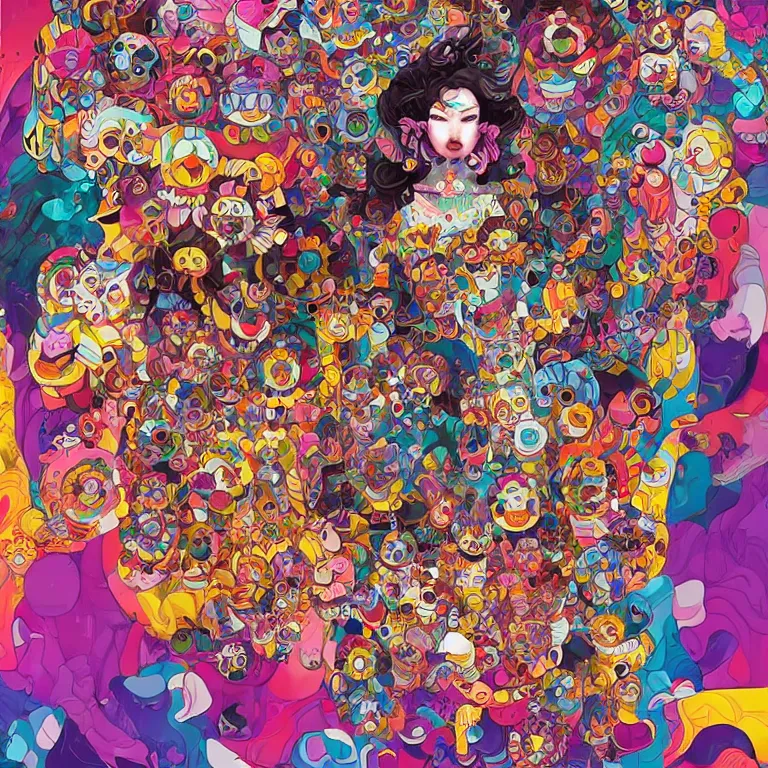 Image similar to DMT City by jeremiah ketner, Jonathan Zawada, Sandra Chevrier, and Takashi Murakami digital art