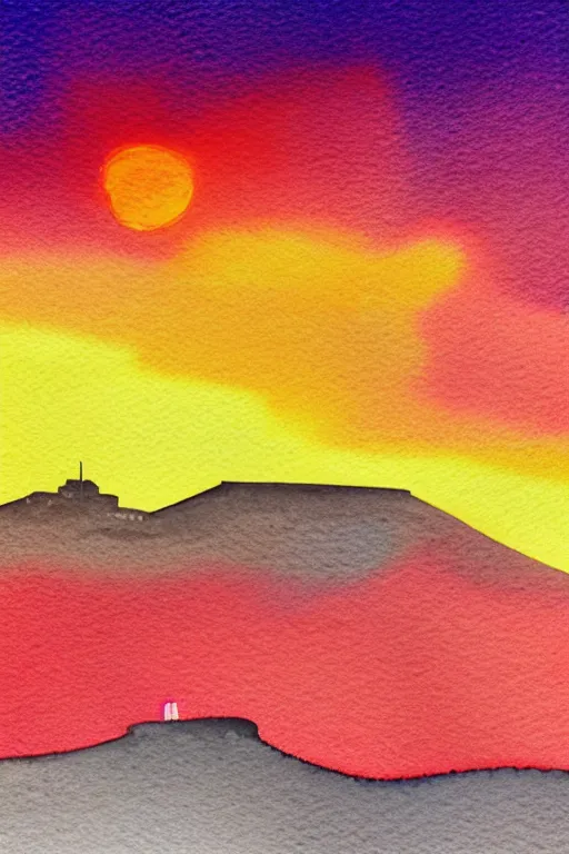 Prompt: minimalist watercolor art of cape town at sunrise, illustration, vector art