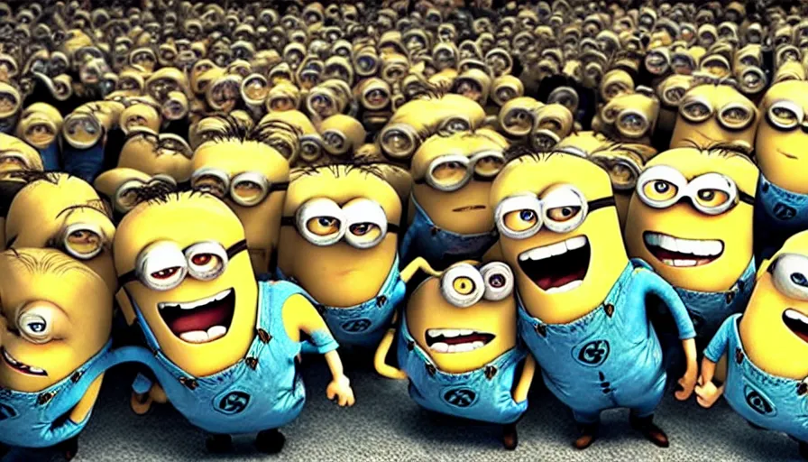 Prompt: fight club!!!!!, fight club!!!!!((the minions)), movie still