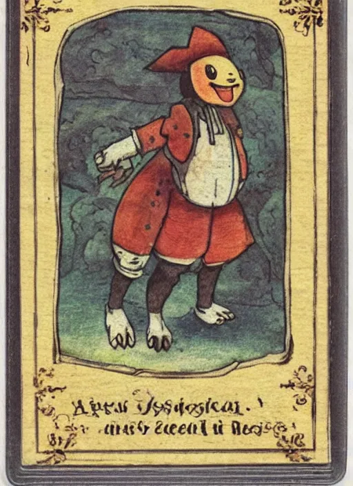 Image similar to a pokemon card from the 1 6 0 0 s