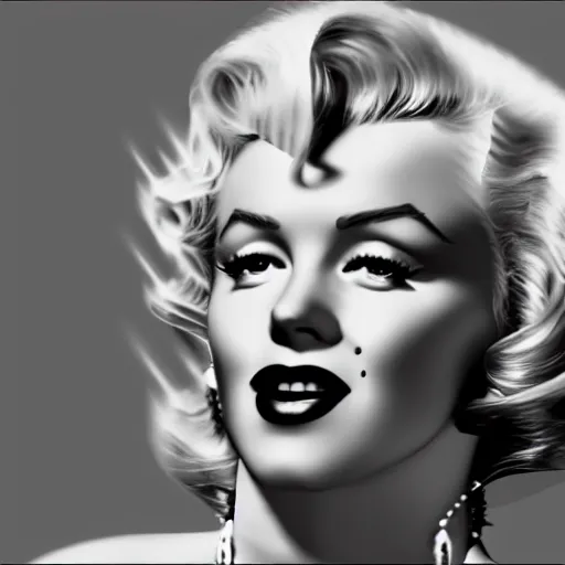 Prompt: Marilyn Monroe using a macbook photorealistic vfx simulation