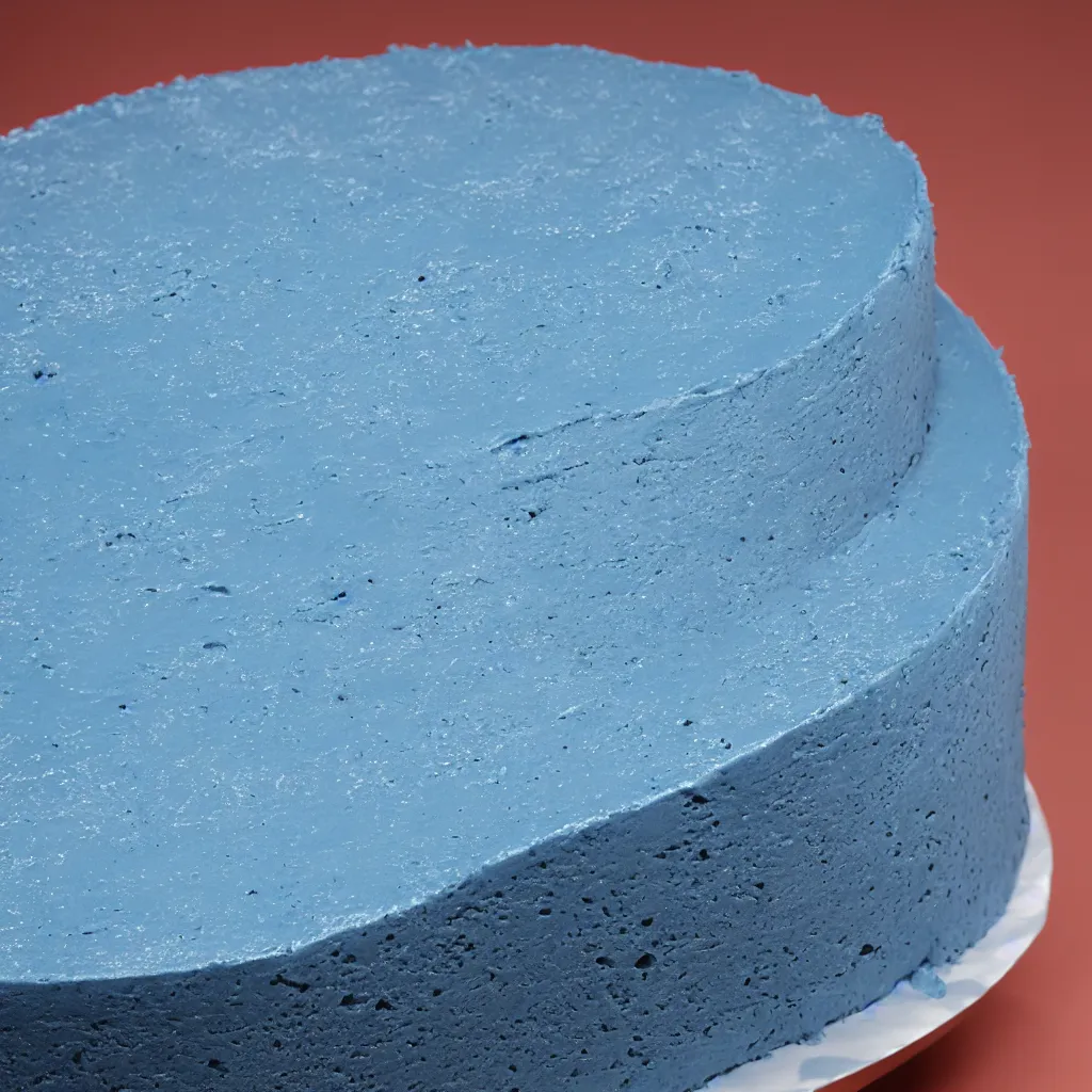 Image similar to close-up photo of cake on top of a blue surface, 8k, high detail, photorealistic, proper shading