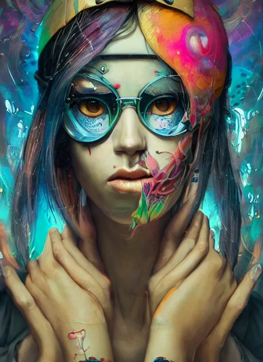 Prompt: beautiful portrait of lofi cyberpunk mew, by Tristan Eaton, Stanley Artgermm, Tom Bagshaw, Greg Rutkowski, Carne Griffiths, trending on DeviantArt, face enhance, hyper detailed. trending on Artstation, 8k, masterpiece, graffiti paint, fine detail, full of color, intricate detail, golden ratio illustration