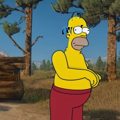 Prompt: homer simpson in red dead redemption 2