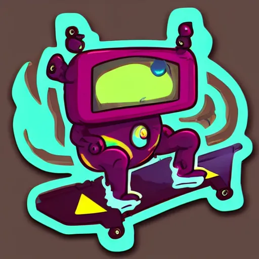 Image similar to cute monster skateboarding, sticker art, cronobreaker, beeple