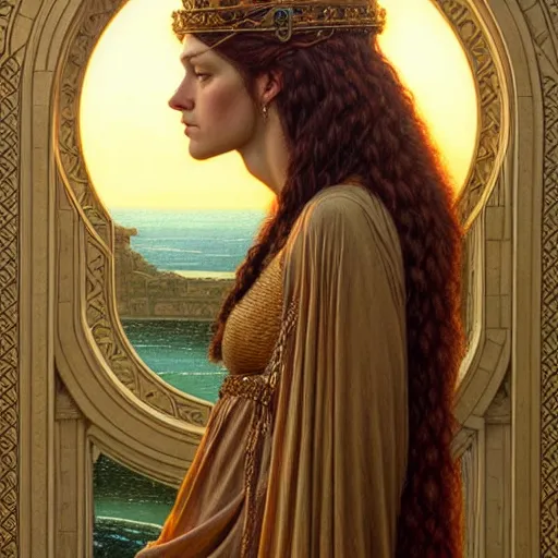 Image similar to highly detailed portrait of a majestic lioness queen in the form of a beautiful woman. d & d, art by donato giancola and edmund leighton. trending on artstation, intricate details, energetic composition, golden ratio, concept art, illustration, elegant art, global illuminaition