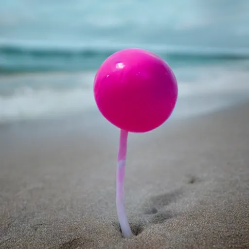 Image similar to a picture of bubblegum at the beach