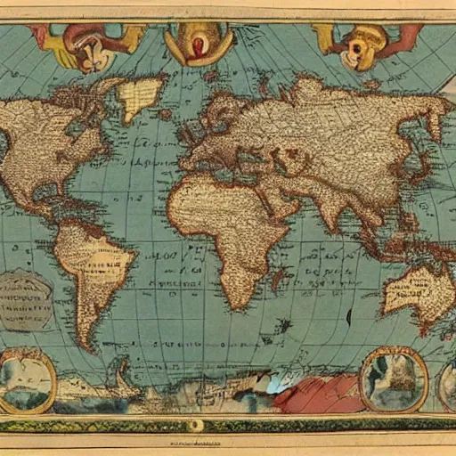 Image similar to the world map according to the ottoman empire in 1 5 6 5