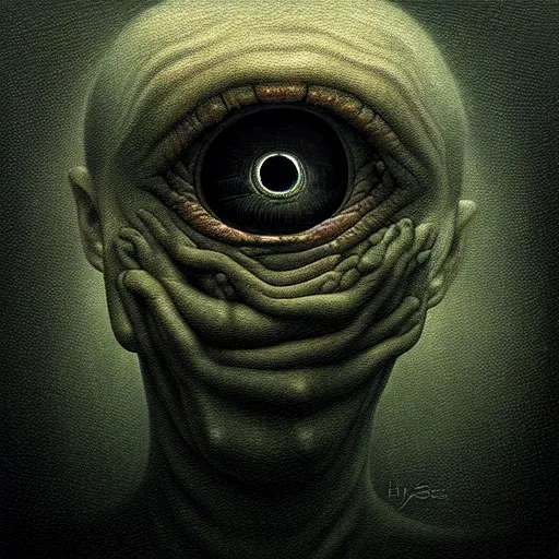Prompt: when the abyss looks back at you. by anton semenov, hyperrealistic photorealism acrylic on canvas, resembling a high - resolution photograph