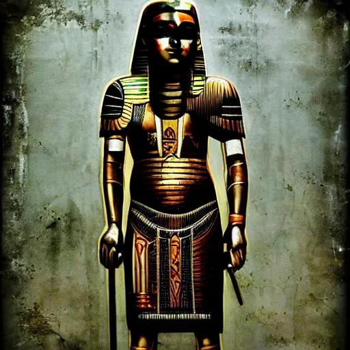 Prompt: photography egyptian cyberpunk armor painting