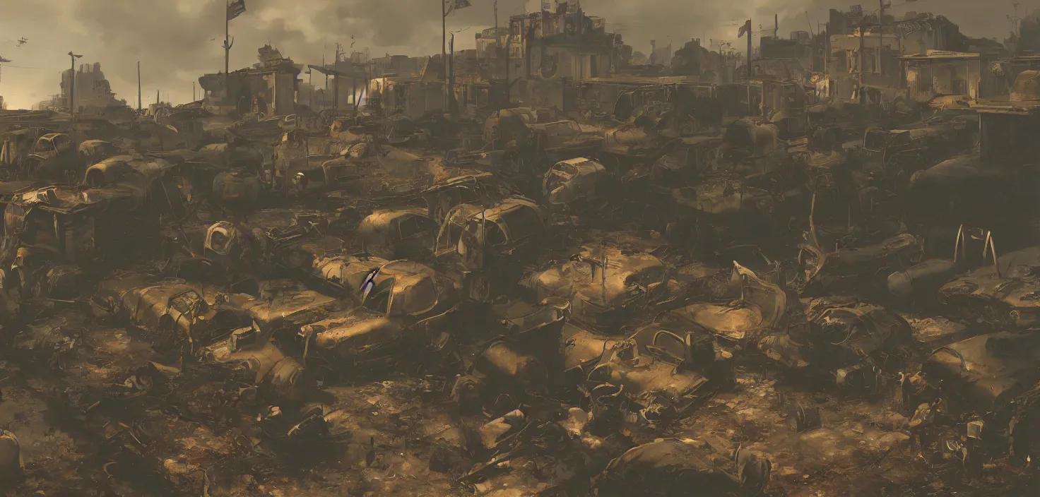 Image similar to war never changes, fallout 4, cgsociety, colourful but morbid painting, soft edges