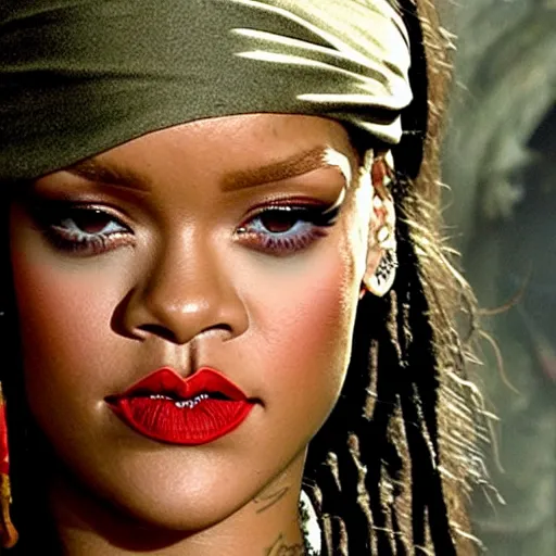 Image similar to Rihanna as a pirate in pirates of the caribbean