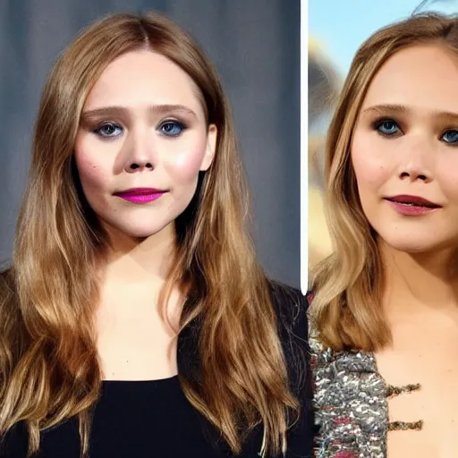 Image similar to elizabeth olsen mixed with jennifer lawrence